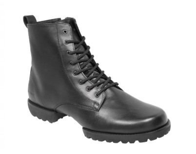 Dance Military Boot - Black Leather